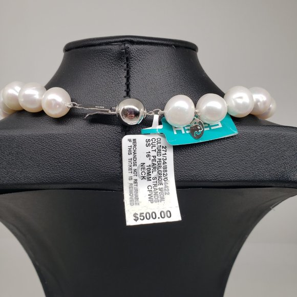 Cultured Pearl Opaque 16" 10MM Strand Necklace - Picture 4 of 7